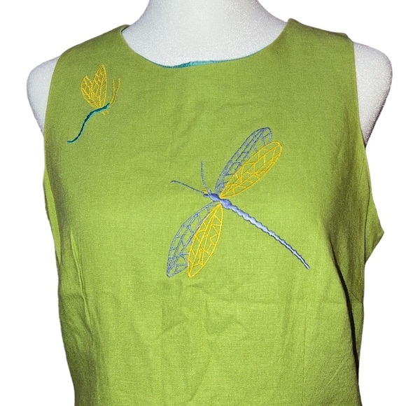 GIORGIO FIORLINI COLLECTION dragonfly print dress size 7 bright green - Picture 4 of 8